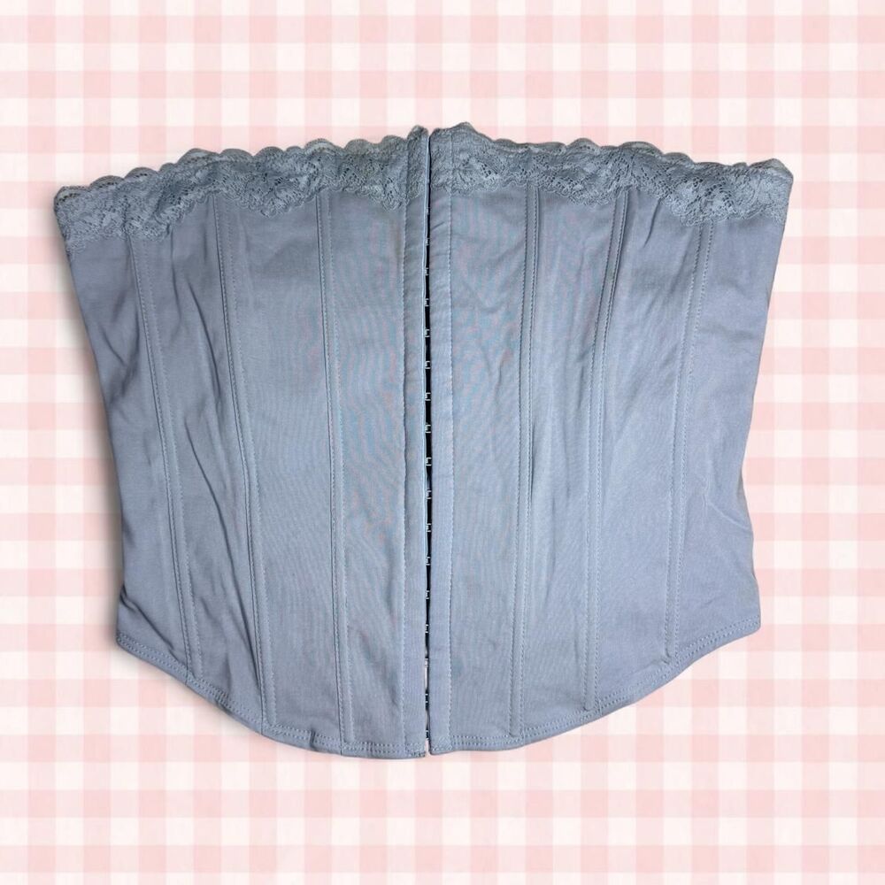Windsor Corset Top Blue Lace Up Boned Cropped